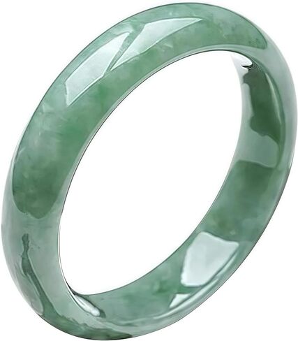 Natural Jade Stone Bangle Bracelet -Round Multi-Polished Design with Box, Feng Shui Good Luck Accessory, Positive Energy Gift for Women Men in Saudi Arabia