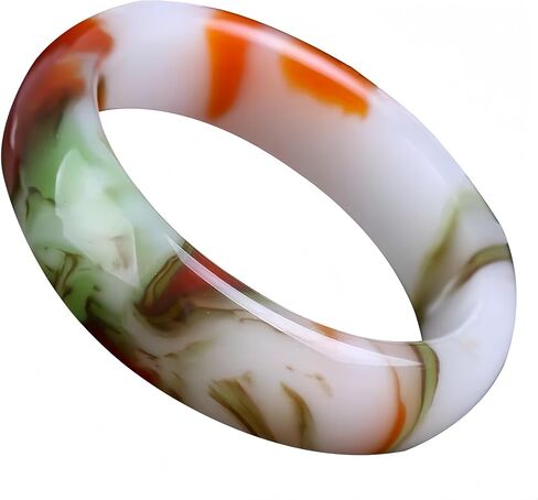 Natural Jade Stone Bangle Bracelet -Round Multi-Polished Design with Box, Feng Shui Good Luck Accessory, Positive Energy Gift for Women Men in Saudi Arabia