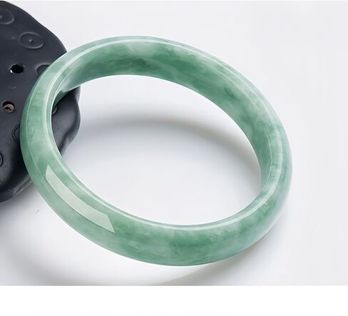 Natural Jade Stone Bangle Bracelet -Round Multi-Polished Design with Box, Feng Shui Good Luck Accessory, Positive Energy Gift for Women Men in Saudi Arabia