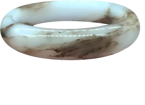 Natural Jade Stone Bangle Bracelet -Round Multi-Polished Design with Box, Feng Shui Good Luck Accessory, Positive Energy Gift for Women Men in Saudi Arabia