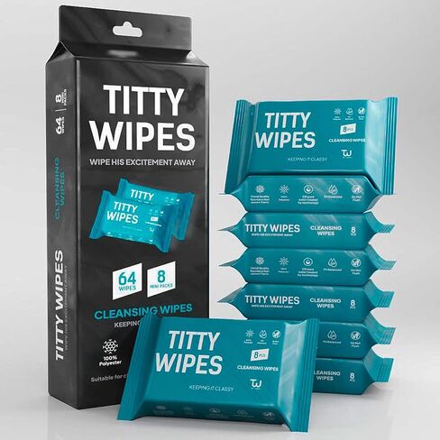 Titty Wipes Gifts for Girlfriend Unique Funny Gag Gifts for Women, Intimate Wipes for Women, Couples Sexy Gift Sets, Girlfriend Gifts, Bachelorette Gifts for Bride, Bridal party Gifts,8 Packs–64 Wipes in Kuwait