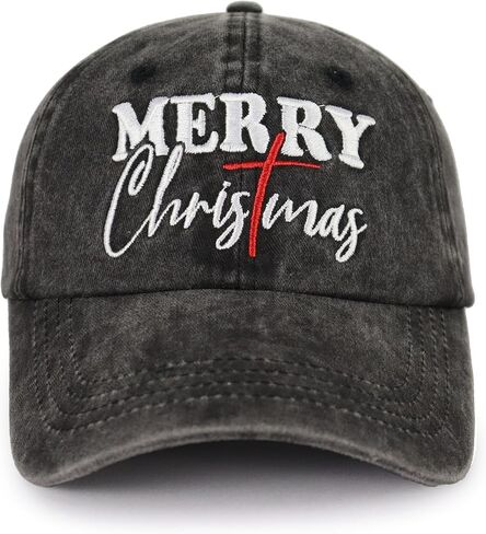 Merry Christmas Baseball Cap for Women Men, Adjustable Embroidered Cotton Red Cross Xmas Santa Hat in Saudi Arabia