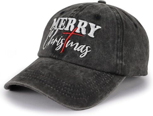 Merry Christmas Baseball Cap for Women Men, Adjustable Embroidered Cotton Red Cross Xmas Santa Hat in Saudi Arabia