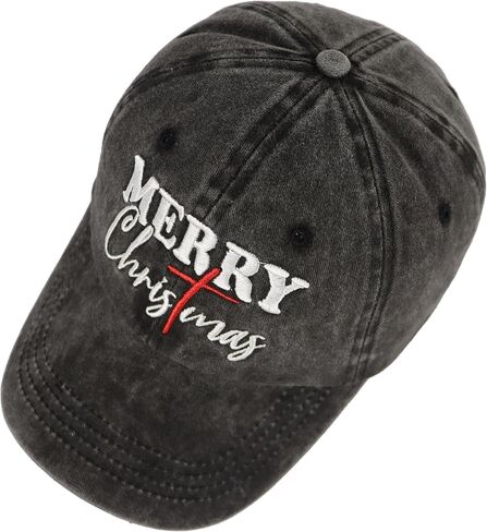Merry Christmas Baseball Cap for Women Men, Adjustable Embroidered Cotton Red Cross Xmas Santa Hat in Saudi Arabia