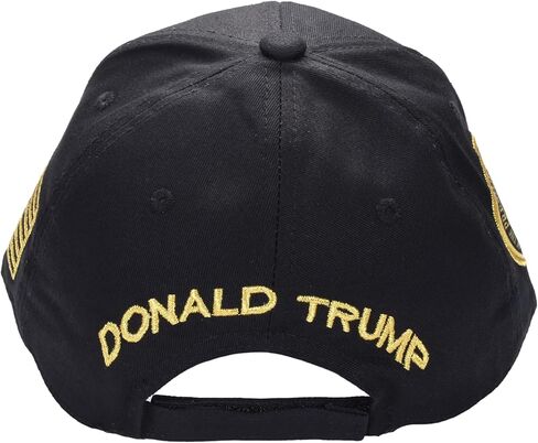 Trump 47 Black Cap with Gold Embroidery – Hook & Loop Adjustable Patriotic Hat in Saudi Arabia