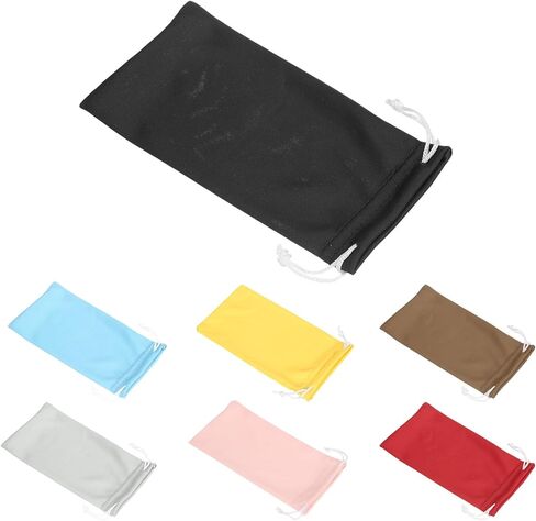 HARFINGTON 3pcs Eyeglass Pouch Microfiber Sunglasses Storage Bag Thick Portable Drawstring Pouch for Phone Glasses Jewellery, Black in Saudi Arabia