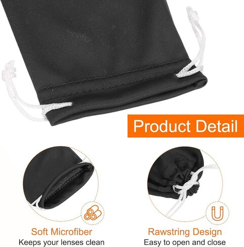 HARFINGTON 3pcs Eyeglass Pouch Microfiber Sunglasses Storage Bag Thick Portable Drawstring Pouch for Phone Glasses Jewellery, Black in Saudi Arabia