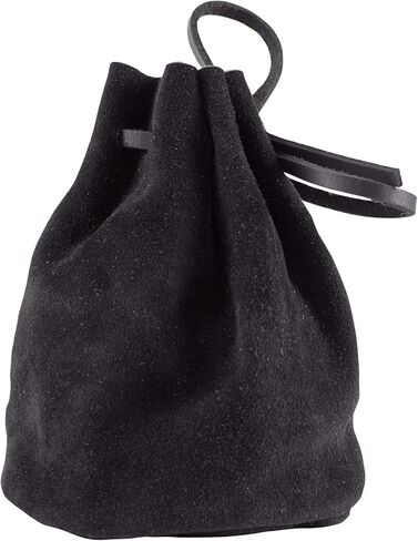 Battle-Merchant Large Black Suede Leather Dice Bag & Coin Pouch – Medieval Viking LARP Reenactment, DnD Dice Holder in Saudi Arabia