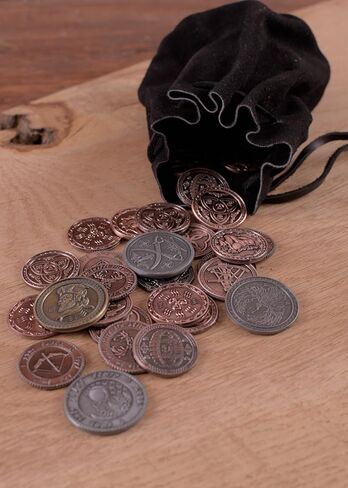 Battle-Merchant Large Black Suede Leather Dice Bag & Coin Pouch – Medieval Viking LARP Reenactment, DnD Dice Holder in Saudi Arabia