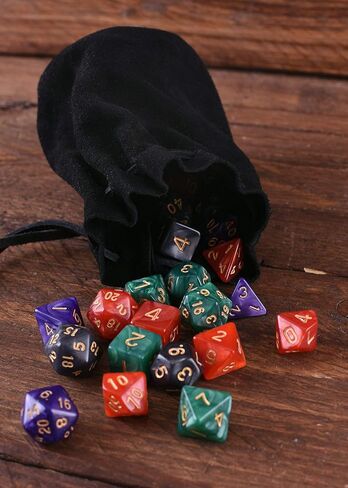 Battle-Merchant Large Black Suede Leather Dice Bag & Coin Pouch – Medieval Viking LARP Reenactment, DnD Dice Holder in Saudi Arabia