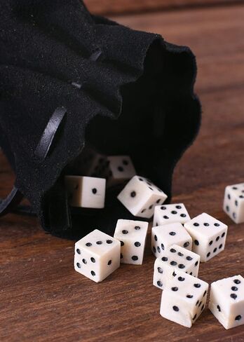 Battle-Merchant Large Black Suede Leather Dice Bag & Coin Pouch – Medieval Viking LARP Reenactment, DnD Dice Holder in Saudi Arabia