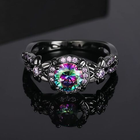 Eternity Ring for Women 18K Black Gold Plated Created Mystic Topaz Wedding Engagement Infinisty Band in Saudi Arabia