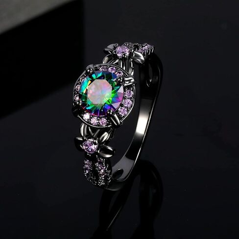 Eternity Ring for Women 18K Black Gold Plated Created Mystic Topaz Wedding Engagement Infinisty Band in Saudi Arabia