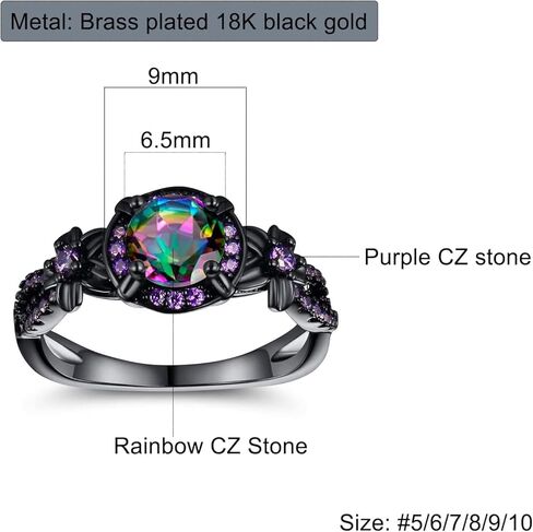 Eternity Ring for Women 18K Black Gold Plated Created Mystic Topaz Wedding Engagement Infinisty Band in Saudi Arabia