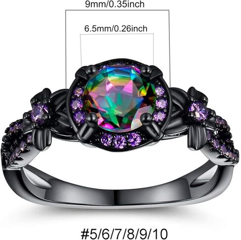 Eternity Ring for Women 18K Black Gold Plated Created Mystic Topaz Wedding Engagement Infinisty Band in Saudi Arabia