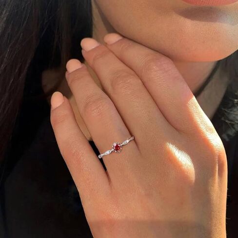 1pc Pomegranate Red Ring For Women Sterling Silver Eternity Ring Glamorous Fine Jewelry Gift Women Dailywear in Saudi Arabia