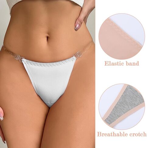 Yolev 3 Pack Clear Strap Thongs for Women Adjustable G String Thongs No Show Clear Underwear for Women Invisible Seamless Panties Sexy in Saudi Arabia