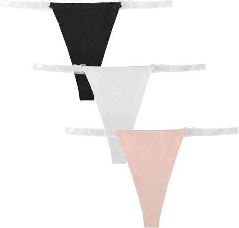 Yolev 3 Pack Clear Strap Thongs for Women Adjustable G String Thongs No Show Clear Underwear for Women Invisible Seamless Panties Sexy in Saudi Arabia