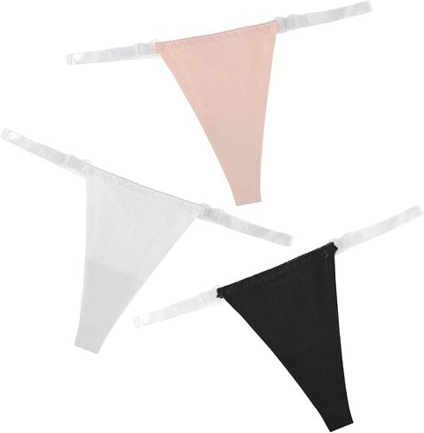 Yolev 3 Pack Clear Strap Thongs for Women Adjustable G String Thongs No Show Clear Underwear for Women Invisible Seamless Panties Sexy in Saudi Arabia