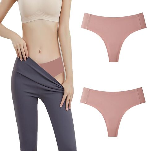 ملابس داخلية نسائية غير مرئية بغطاء الجمل بدون خياطة من KISKIS، ملابس داخلية خافية لأصابع القدم الجملية بدون عرض، سراويل داخلية بخط الجمل، قطعتان in Kuwait