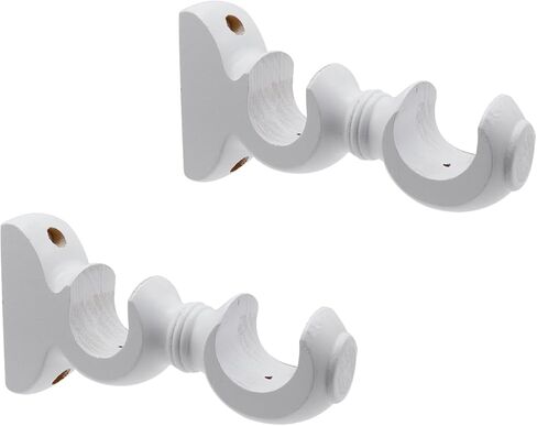 T Tulead Wooden Curtain Rod Brackets Wood Curtain Rod Holders Double Curtain Rod Holder Bracket Wall Mounted Drapery Rod Support Bracket Yellow 4PCS with Screws in Saudi Arabia
