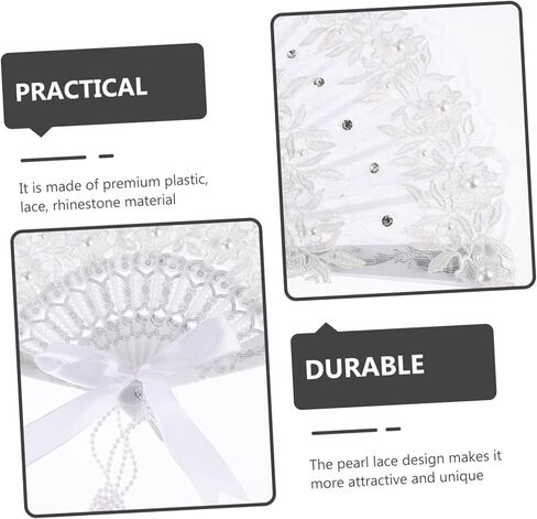 Handmade Lace Pearl Fan Elegant Bridal Handheld Fan for Weddings Dance Performances and Parties Lightweight and Decoration Accessory in Saudi Arabia