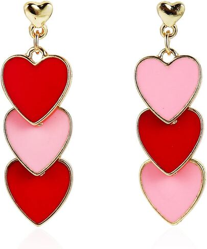 Double Love Heart Drop Earrings Heart Dangle Earrings Heart Stud Earrings for Women Valentine's Day Mother's Day Birthday Gift in Kuwait