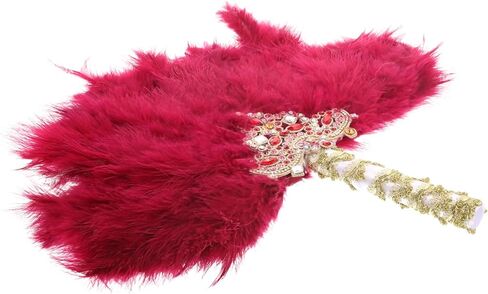 Cabilock Exquisite Handheld Rhinestone Plume Fan for Weddings Photography Props and Stage Performances Bridal Accessory for Unforgettable Moments in Saudi Arabia