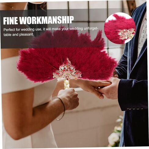 Cabilock Exquisite Handheld Rhinestone Plume Fan for Weddings Photography Props and Stage Performances Bridal Accessory for Unforgettable Moments in Saudi Arabia