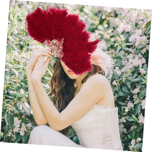 Cabilock Exquisite Handheld Rhinestone Plume Fan for Weddings Photography Props and Stage Performances Bridal Accessory for Unforgettable Moments in Saudi Arabia