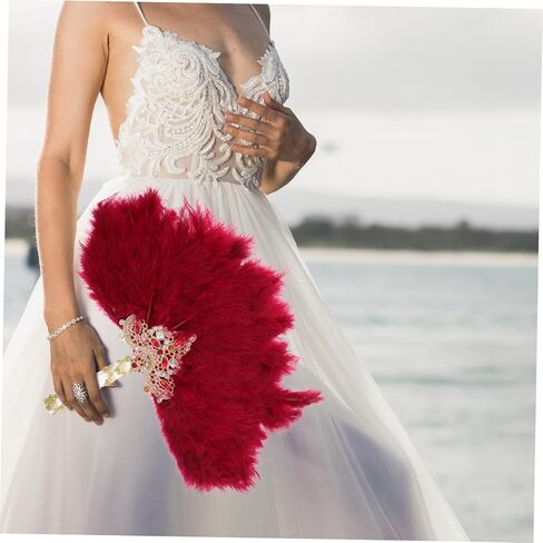 Cabilock Exquisite Handheld Rhinestone Plume Fan for Weddings Photography Props and Stage Performances Bridal Accessory for Unforgettable Moments in Saudi Arabia