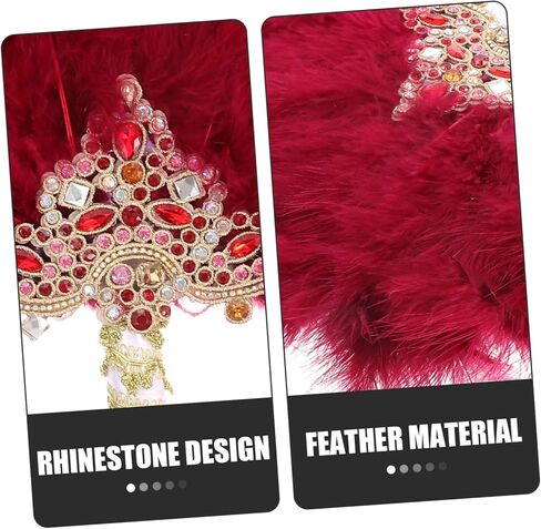 Cabilock Exquisite Handheld Rhinestone Plume Fan for Weddings Photography Props and Stage Performances Bridal Accessory for Unforgettable Moments in Saudi Arabia