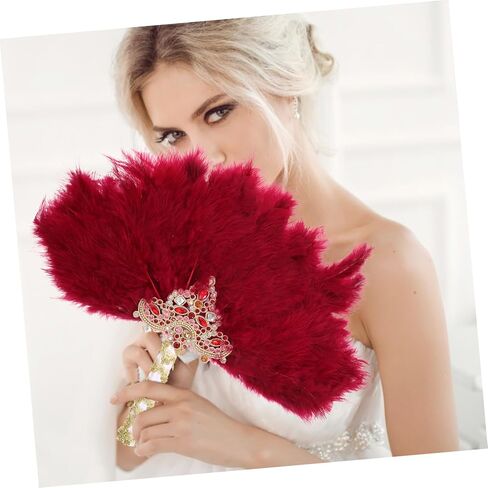 Cabilock Exquisite Handheld Rhinestone Plume Fan for Weddings Photography Props and Stage Performances Bridal Accessory for Unforgettable Moments in Saudi Arabia
