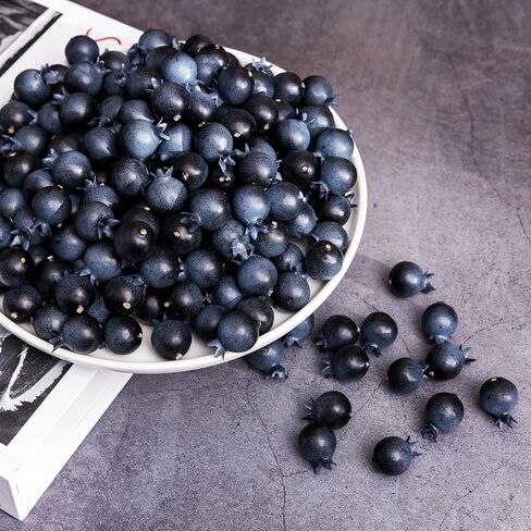 Crafare 60Pcs Artificial Blueberries - Lifelike 0.6" Frosted Fake Blueberry, Fake Fruit for Store Displays, Cake Shops, Vase Fillers & Photography Props (Blue Berries Bulk Decor) in Saudi Arabia