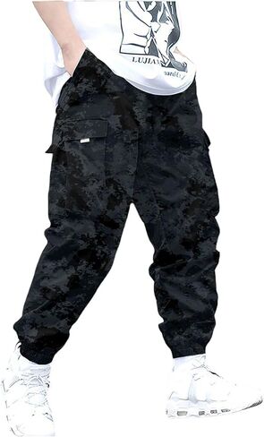 GORGLITTER Boy's Cargo Pants Elastic Waist Hiking Pants Lightweight Joggers with Pockets in Saudi Arabia