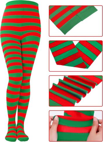 Sumind 3 Pairs Striped Christmas Day Striped Tights Full Length Tights Thigh High Stocking for Costume Accessory in Saudi Arabia
