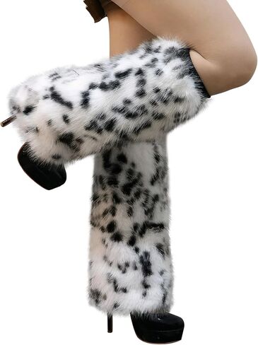 Holiberty Winter Halloween Faux Fur Leg Warmers Long Boot Socks Cuff Cosplay Party Costume Accessory Night Club Leg Cover in Saudi Arabia