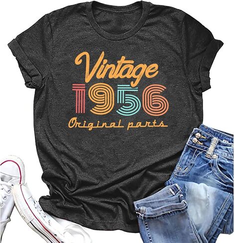 Women 70th Birthday Shirt Vintage 1955 Tshirt Seventy Bday Gift Casual Birthday Apparel Flower Graphic Short Sleeves Tee in Kuwait