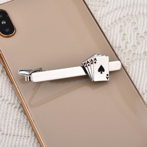 Casino Worker Tie Clip for Men Dad Husband Boyfriend Poker Lover Father Day Gifts for Dad Grandpa Uncle Poker Tie Bars for Men Casino Worker Birthday Gift for Dad Husband Boyfriend Poker Lover Gift in Saudi Arabia