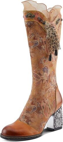 Spring Step L'Artiste Rorria Women's Statement Bootie - Crinoline Details, Cheetah Print Lace, Feminine & Playful Ankle Boots in Kuwait