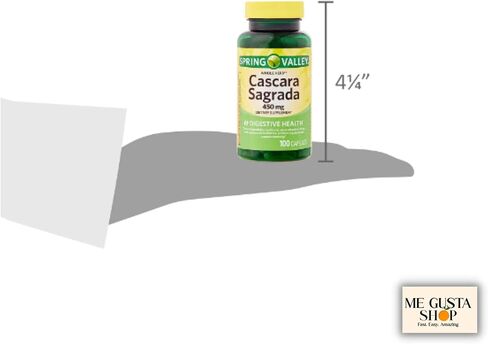 Spring Valley Cascara Sagrada Digestive Health Dietary Supplement 450 mg, 100 Count Pack of 02 200 Total + me Gusta Sticker in Saudi Arabia