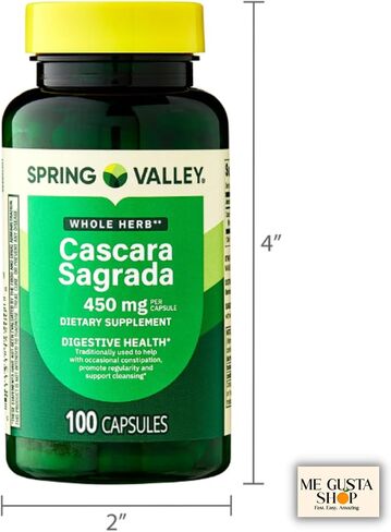 Spring Valley Cascara Sagrada Digestive Health Dietary Supplement 450 mg, 100 Count Pack of 02 200 Total + me Gusta Sticker in Saudi Arabia