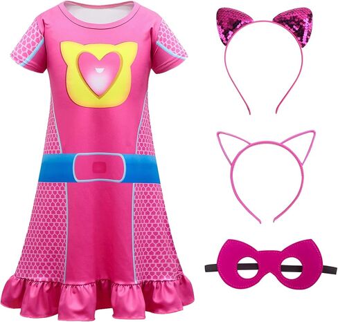 فستان البطل الخارق، فستان الأميرة بأكمام قصيرة، عصابات رأس وقناع لعيد الميلاد والهالوين والكريسماس لعمر 4-8 سنوات in Kuwait