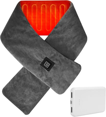 Neck Heating Pad Cordless with 5000mAh Power Bank,Neck Warmer for Pain Relief & Stiffness, Heated Neck Wrap with 3 Temperature Settings, Machine Washable & Portable (Grey) in Saudi Arabia