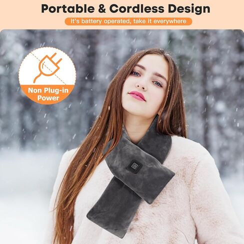 Neck Heating Pad Cordless with 5000mAh Power Bank,Neck Warmer for Pain Relief & Stiffness, Heated Neck Wrap with 3 Temperature Settings, Machine Washable & Portable (Grey) in Saudi Arabia