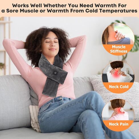 Neck Heating Pad Cordless with 5000mAh Power Bank,Neck Warmer for Pain Relief & Stiffness, Heated Neck Wrap with 3 Temperature Settings, Machine Washable & Portable (Grey) in Saudi Arabia
