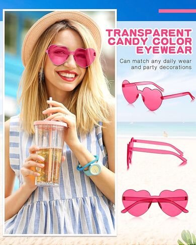 16 Pair Heart Shaped Sunglasses Bulk Birthday Party Sunglasses Candy Color Eyewear for Party in Saudi Arabia