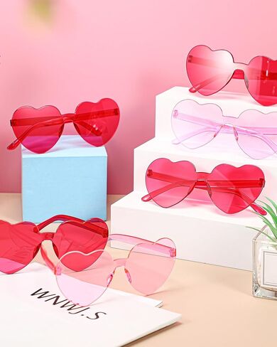 16 Pair Heart Shaped Sunglasses Bulk Birthday Party Sunglasses Candy Color Eyewear for Party in Saudi Arabia