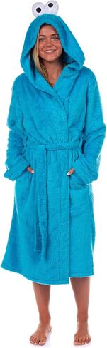 رداء حمام بغطاء للرأس من INTIMO Sesame Street Robe Cookie Monster للبالغين من الفرو الصناعي ذاتي الربط in Kuwait