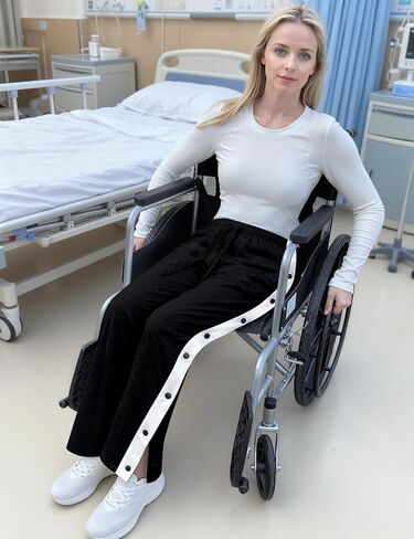 Tear Away Pants for Women Side Slit Snap Sweatpants Loose Fit Surgery Post Surgery Pants for Women in Saudi Arabia